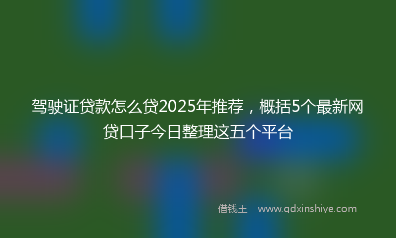 驾驶证贷款怎么贷2025年推荐，概括5个最新网贷口子今日整理这五个平台