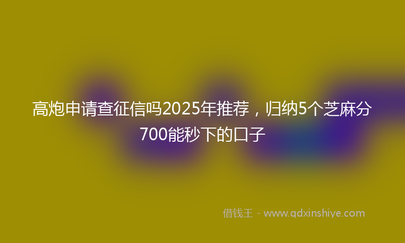 高炮申请查征信吗2025年推荐，归纳5个芝麻分700能秒下的口子