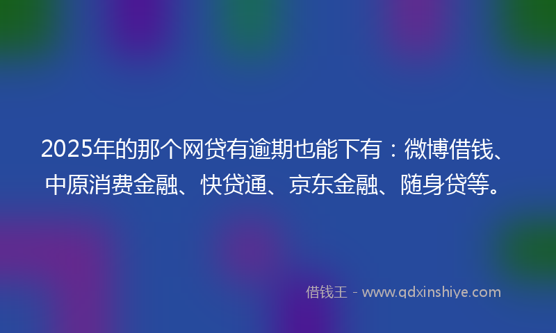 2025年的那个网贷有逾期也能下有：微博借钱、中原消费金融、快贷通、京东金融、随身贷等。