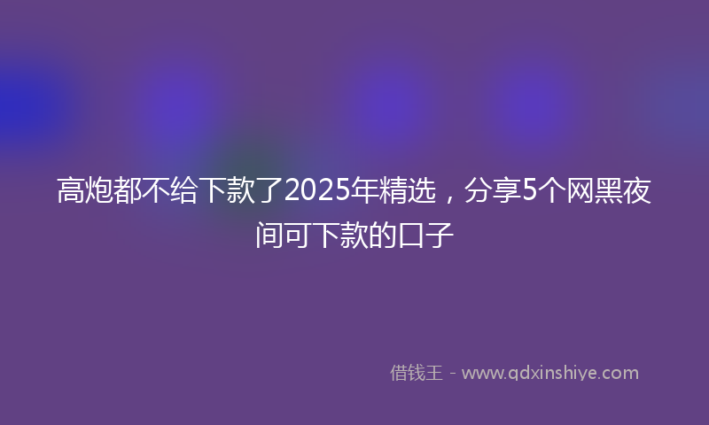 高炮都不给下款了2025年精选，分享5个网黑夜间可下款的口子