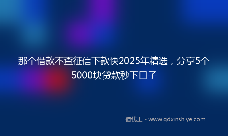 那个借款不查征信下款快2025年精选，分享5个5000块贷款秒下口子