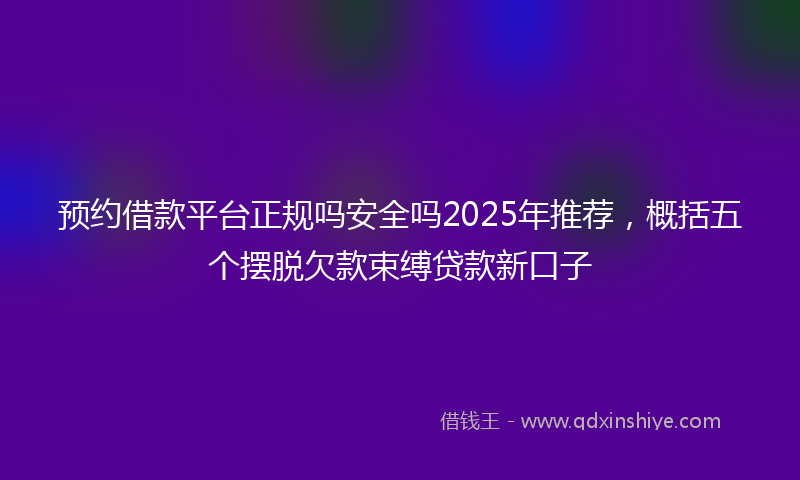 预约借款平台正规吗安全吗2025年推荐，概括五个摆脱欠款束缚贷款新口子