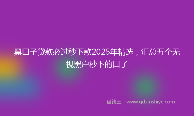 黑口子贷款必过秒下款2025年精选，汇总五个无视黑户秒下的口子