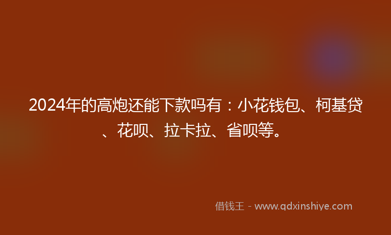 2024年的高炮还能下款吗有：小花钱包、柯基贷、花呗、拉卡拉、省呗等。