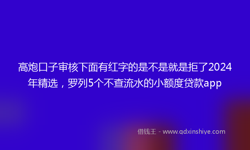高炮口子审核下面有红字的是不是就是拒了2024年精选，罗列5个不查流水的小额度贷款app