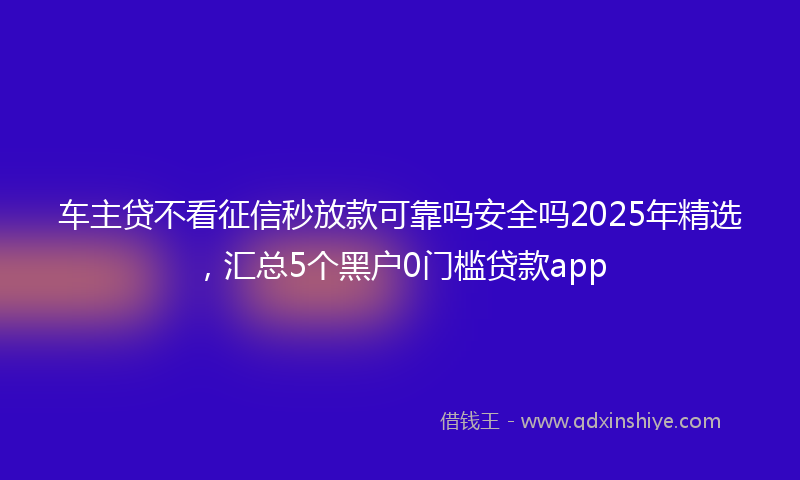 车主贷不看征信秒放款可靠吗安全吗2025年精选，汇总5个黑户0门槛贷款app