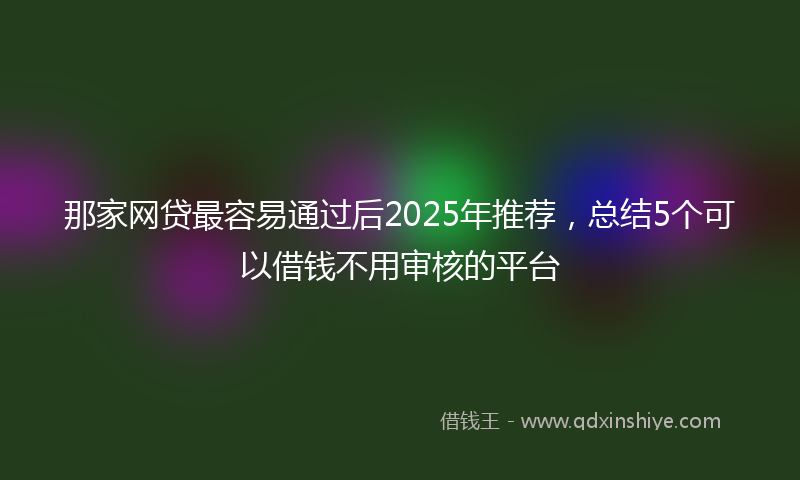 那家网贷最容易通过后2025年推荐，总结5个可以借钱不用审核的平台