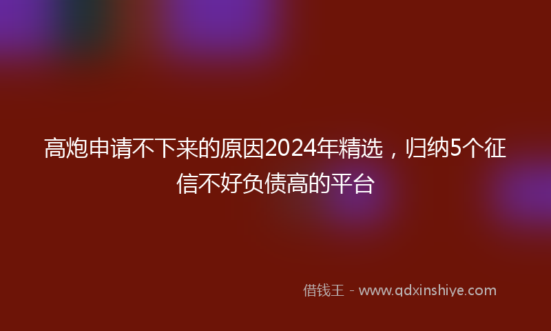 高炮申请不下来的原因2024年精选，归纳5个征信不好负债高的平台