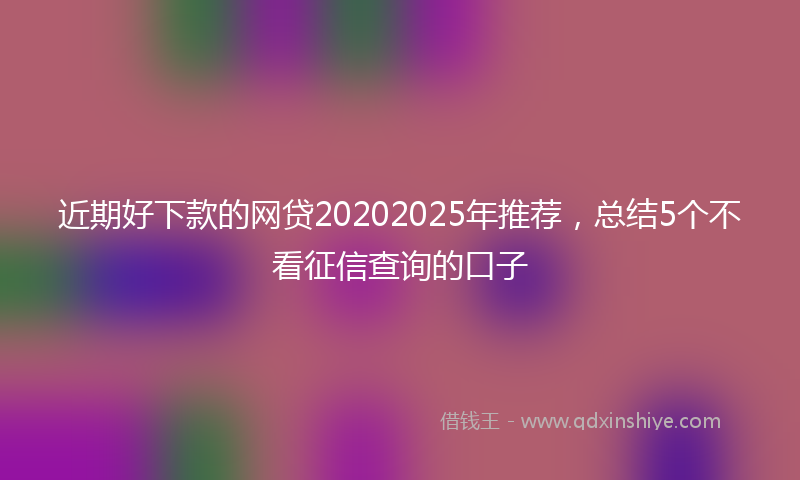 近期好下款的网贷20202025年推荐，总结5个不看征信查询的口子