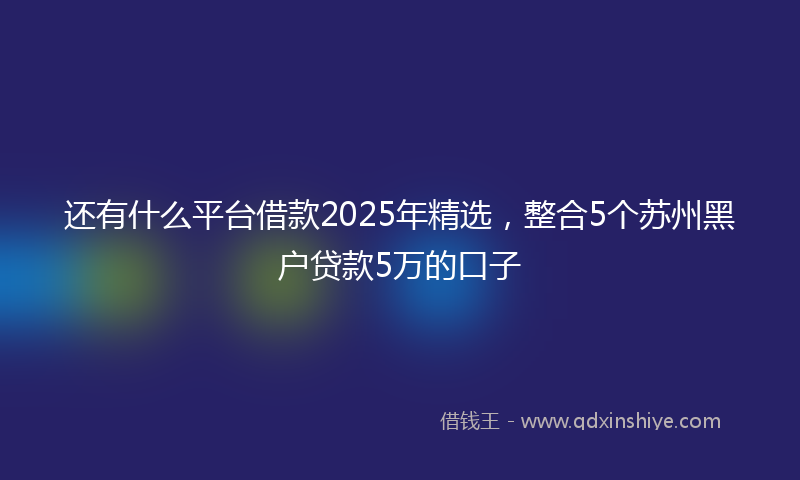 还有什么平台借款2025年精选，整合5个苏州黑户贷款5万的口子