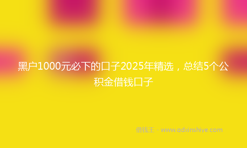 黑户1000元必下的口子2025年精选，总结5个公积金借钱口子