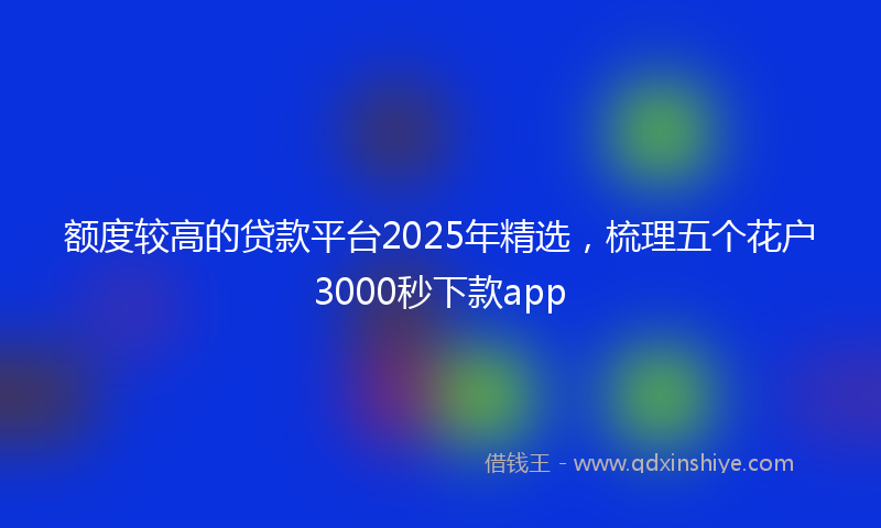 额度较高的贷款平台2025年精选，梳理五个花户3000秒下款app