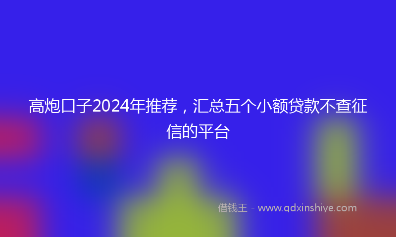 高炮口子2024年推荐，汇总五个小额贷款不查征信的平台