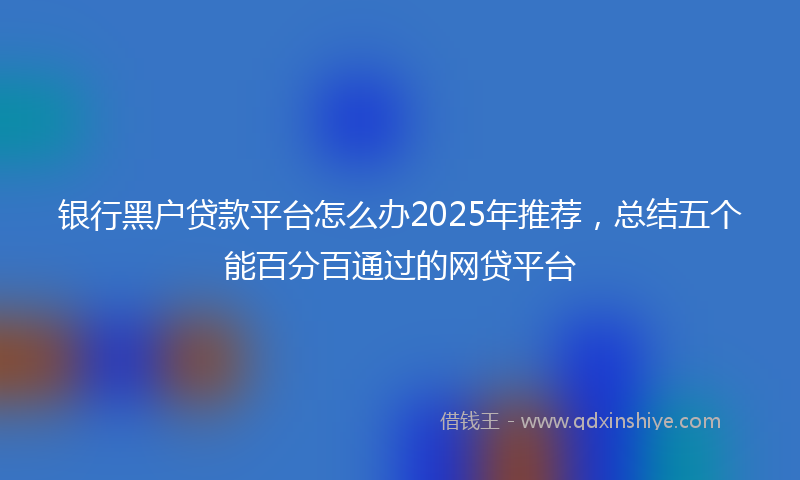 银行黑户贷款平台怎么办2025年推荐，总结五个能百分百通过的网贷平台