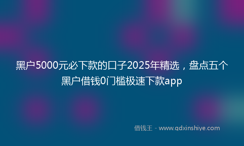 黑户5000元必下款的口子2025年精选，盘点五个黑户借钱0门槛极速下款app