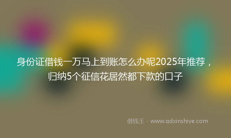 身份证借钱一万马上到账怎么办呢2025年推荐，归纳5个征信花居然都下款的口子