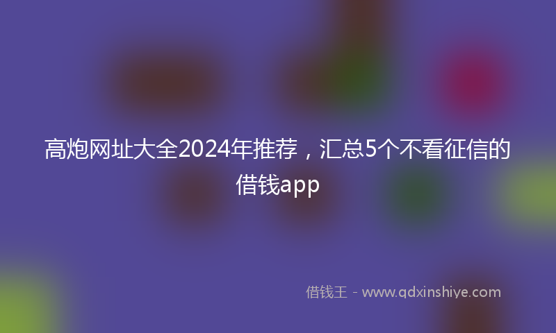 高炮网址大全2024年推荐，汇总5个不看征信的借钱app