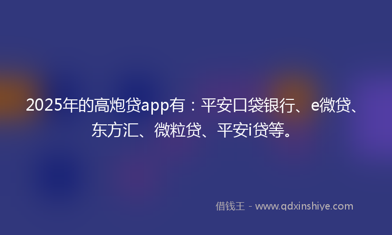 2025年的高炮贷app有：平安口袋银行、e微贷、东方汇、微粒贷、平安i贷等。