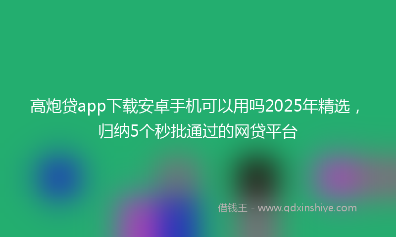 高炮贷app下载安卓手机可以用吗2025年精选，归纳5个秒批通过的网贷平台