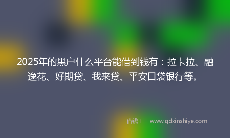 2025年的黑户什么平台能借到钱有：拉卡拉、融逸花、好期贷、我来贷、平安口袋银行等。