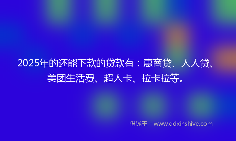 2025年的还能下款的贷款有：惠商贷、人人贷、美团生活费、超人卡、拉卡拉等。
