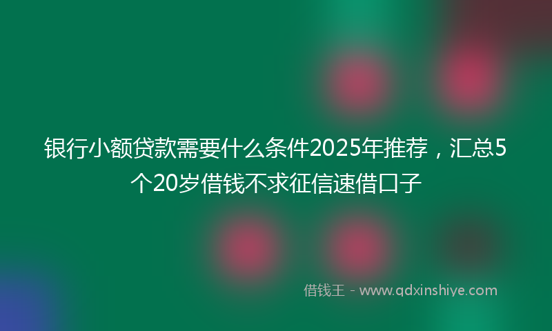 银行小额贷款需要什么条件2025年推荐，汇总5个20岁借钱不求征信速借口子