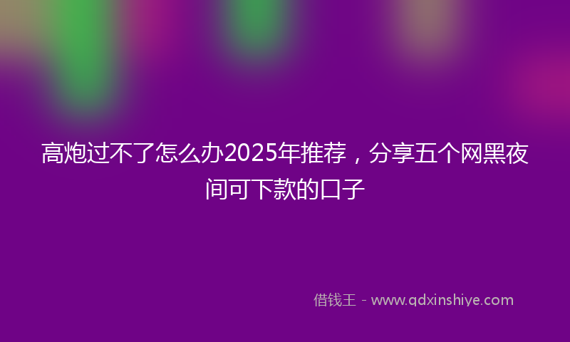 高炮过不了怎么办2025年推荐，分享五个网黑夜间可下款的口子