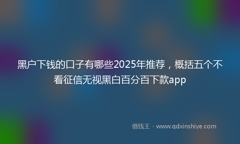 黑户下钱的口子有哪些2025年推荐，概括五个不看征信无视黑白百分百下款app
