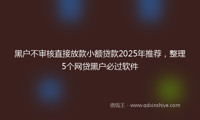 黑户不审核直接放款小额贷款2025年推荐，整理5个网贷黑户必过软件