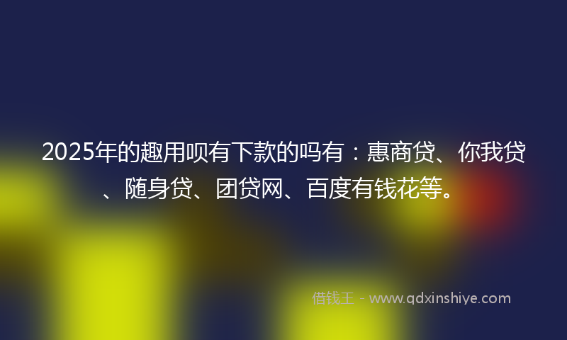 2025年的趣用呗有下款的吗有：惠商贷、你我贷、随身贷、团贷网、百度有钱花等。
