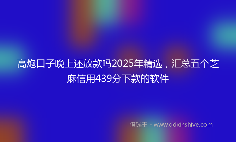 高炮口子晚上还放款吗2025年精选，汇总五个芝麻信用439分下款的软件