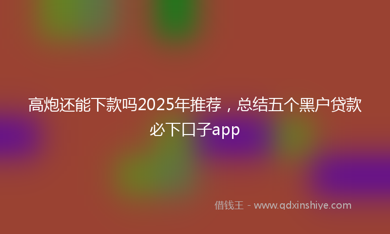 高炮还能下款吗2025年推荐，总结五个黑户贷款必下口子app
