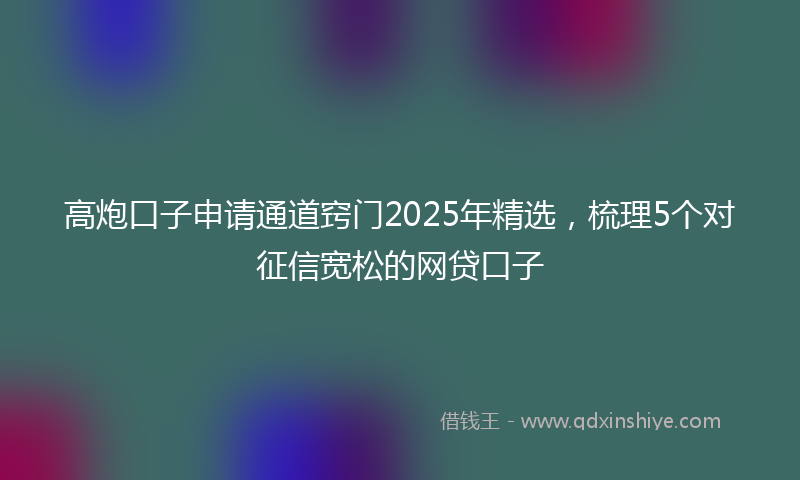 高炮口子申请通道窍门2025年精选，梳理5个对征信宽松的网贷口子