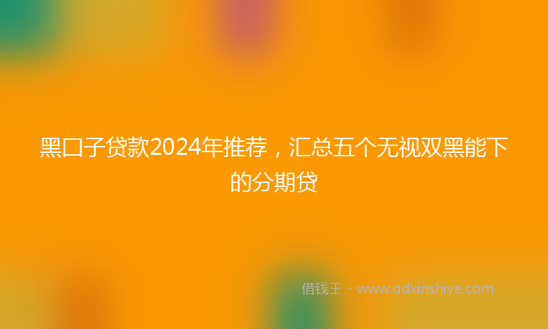 黑囗子贷款2024年推荐，汇总五个无视双黑能下的分期贷