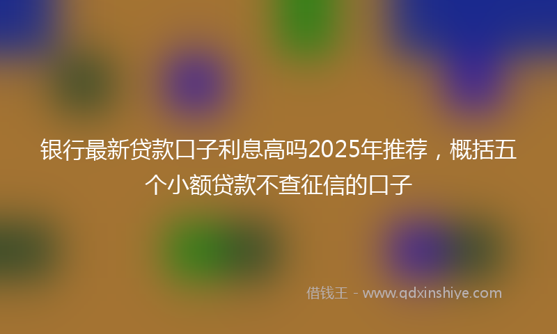 银行最新贷款口子利息高吗2025年推荐，概括五个小额贷款不查征信的口子