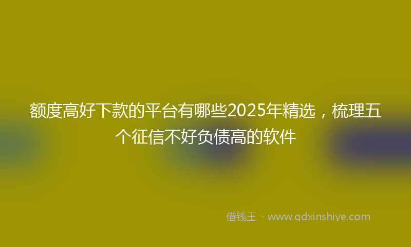 额度高好下款的平台有哪些2025年精选，梳理五个征信不好负债高的软件