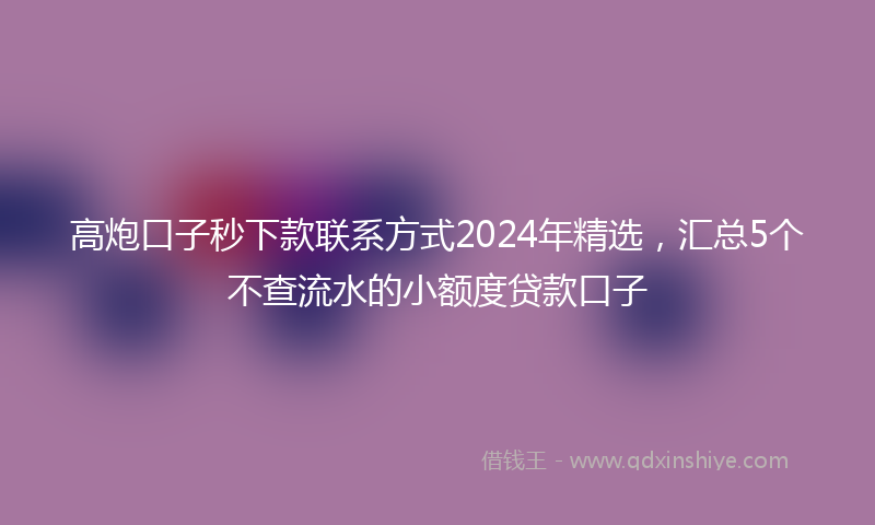高炮口子秒下款联系方式2024年精选，汇总5个不查流水的小额度贷款口子