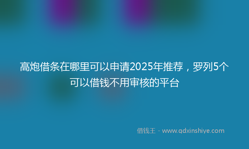 高炮借条在哪里可以申请2025年推荐，罗列5个可以借钱不用审核的平台