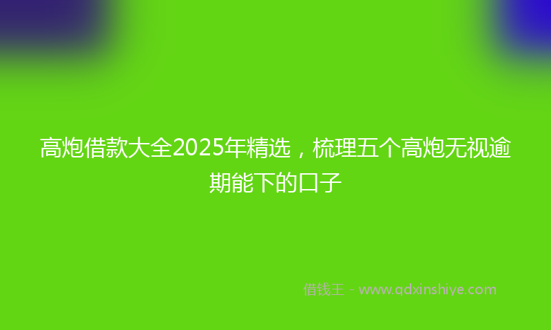 高炮借款大全2025年精选，梳理五个高炮无视逾期能下的口子