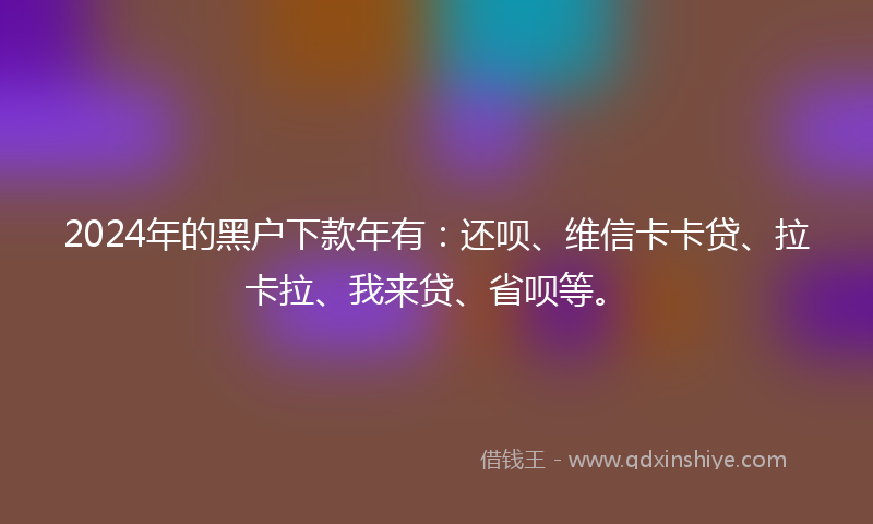 2024年的黑户下款年有:还呗、维信卡卡贷、拉卡拉、我来贷、省呗等。