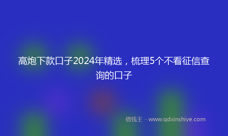 高炮下款口子2024年精选，梳理5个不看征信查询的口子