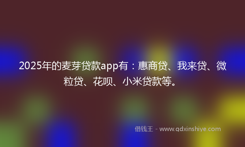 2025年的麦芽贷款app有：惠商贷、我来贷、微粒贷、花呗、小米贷款等。