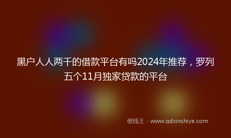 黑户人人两千的借款平台有吗2024年推荐，罗列五个11月独家贷款的平台
