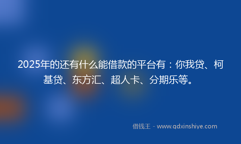 2025年的还有什么能借款的平台有：你我贷、柯基贷、东方汇、超人卡、分期乐等。