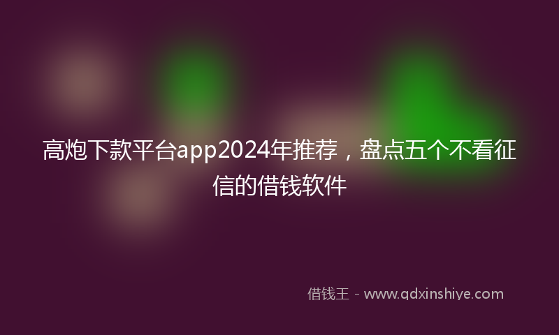 高炮下款平台app2024年推荐，盘点五个不看征信的借钱软件