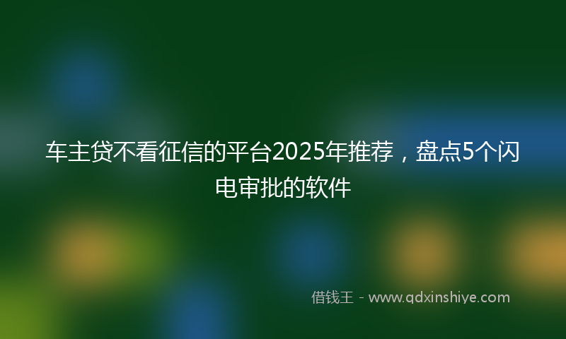 车主贷不看征信的平台2025年推荐，盘点5个闪电审批的软件