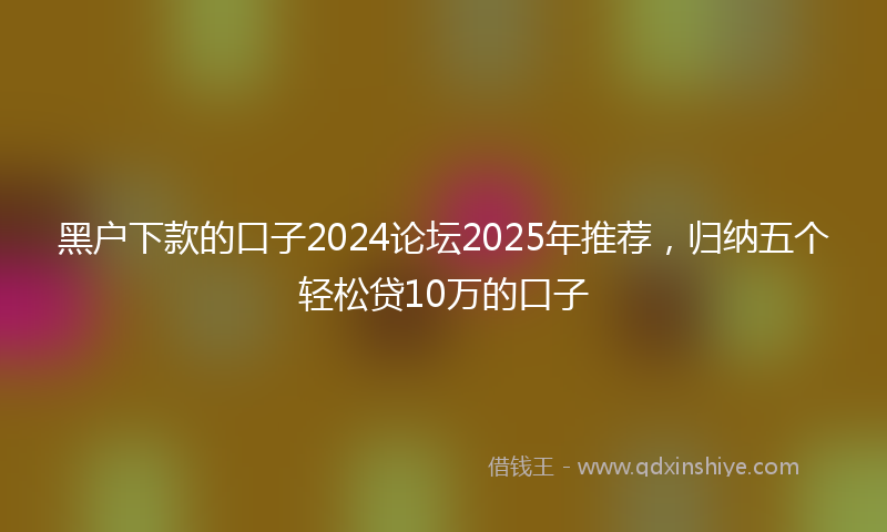 黑户下款的口子2024论坛2025年推荐，归纳五个轻松贷10万的口子