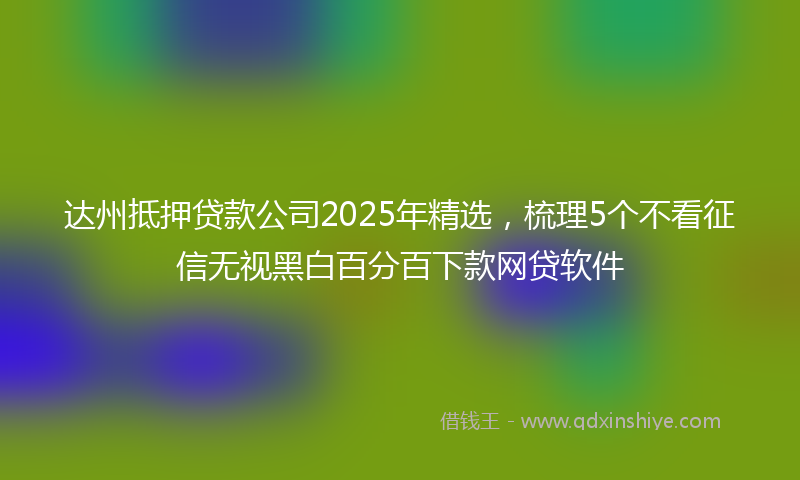 达州抵押贷款公司2025年精选，梳理5个不看征信无视黑白百分百下款网贷软件