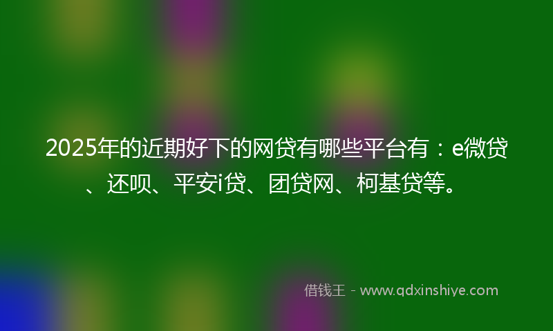 2025年的近期好下的网贷有哪些平台有：e微贷、还呗、平安i贷、团贷网、柯基贷等。