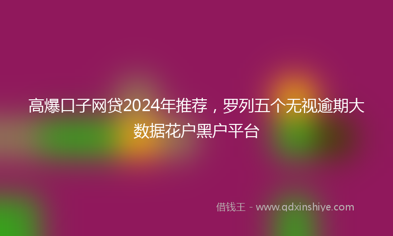 高爆口子网贷2024年推荐，罗列五个无视逾期大数据花户黑户平台